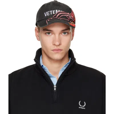 Vetements Black Flame Logo Cap In Black 24075496