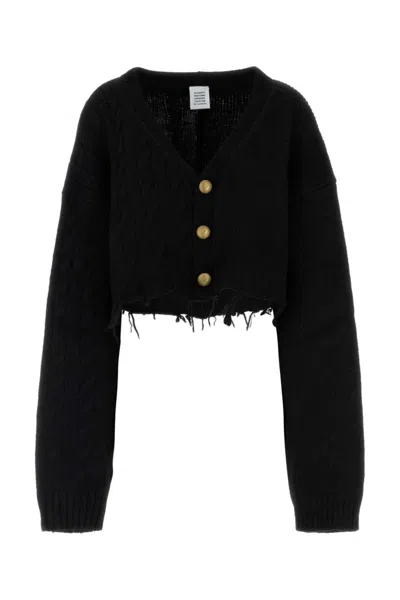 VETEMENTS BLACK FRAYED CARDIGAN
