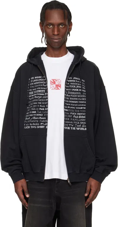 Vetements Black 'fuck Everything' Zip-up Hoodie