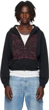 Vetements Text-print Zip-up Hoodie In Black