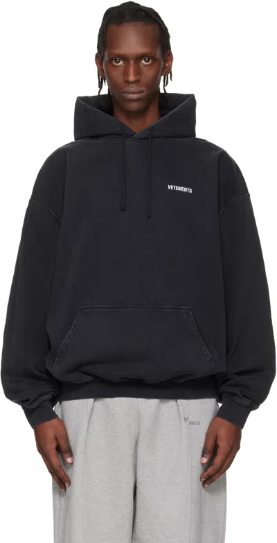 Vetements Black Iconic Logo Hoodie