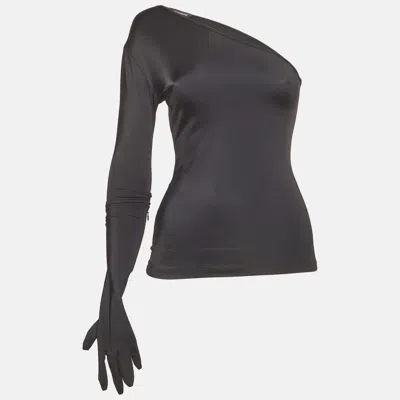 Vetements Black Jersey One Shoulder Top In Blue