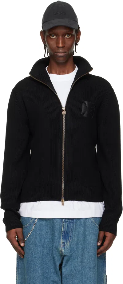 Vetements Wool Long-sleeved Zip-up Sweater In Black