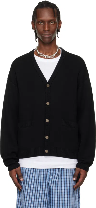Vetements Wool Long-sleeved Knit Cardigan In Black