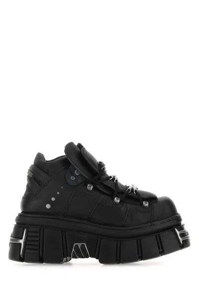 Vetements Black Leather New Rock Trainers