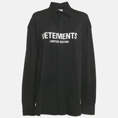 Pre-owned Vetements Black Logo Print Cotton Knit Garderobe Limited Edition Unisex Shirt M
