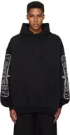 Vetements Black Metal Embroidered Oversized Hoodie In Black