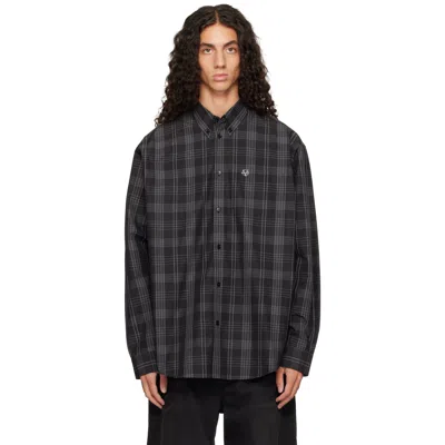 Vetements Black Metal Logo Checked Shirt In Blue
