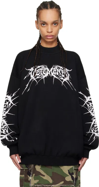 Vetements Black Metal Logos Sweater In Black/white