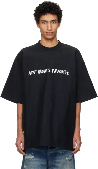 Vetements Black Metalized Wrinkled 'not Mom's Favorite' T-shirt