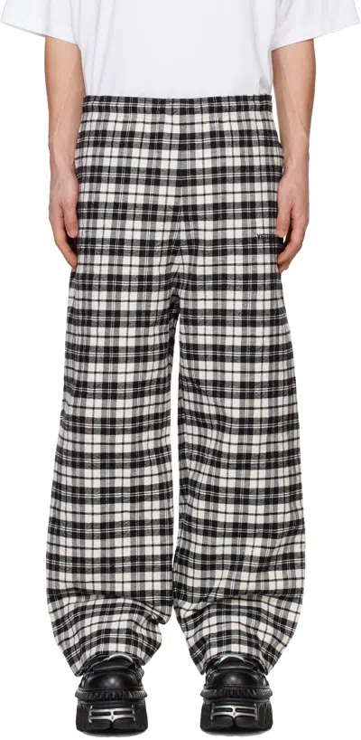 Vetements Black Metalized Wrinkled Pyjama Trousers In Black Check