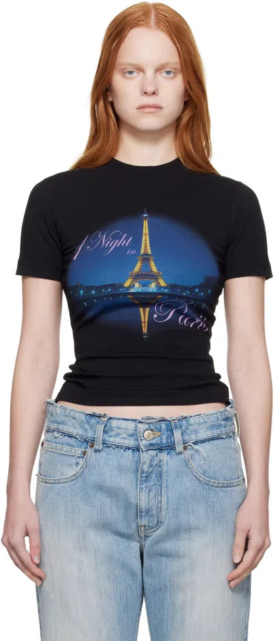 Vetements Black 'night In Paris' Fitted T-shirt