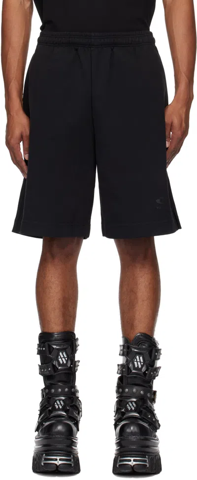 Vetements Black Oval Logo Shorts In Black/black