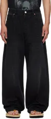 Vetements Black Painted Anarchy Reworked Jeans In Black
