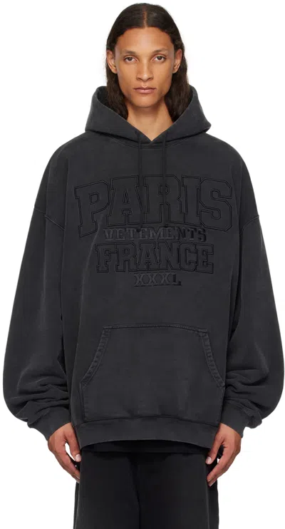 VETEMENTS BLACK 'PARIS XXXL' HOODIE