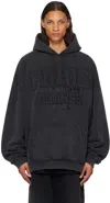 Vetements Paris Logo-embroidered Hoodie In Washed Black
