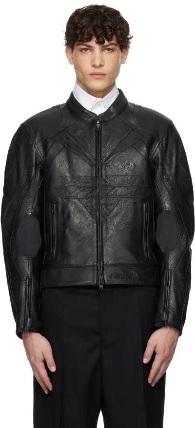 Vetements Black Pro Racing Leather Jacket