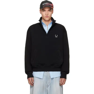 Vetements Black Quarter-zip Sweatshirt In Vintage Black 106908