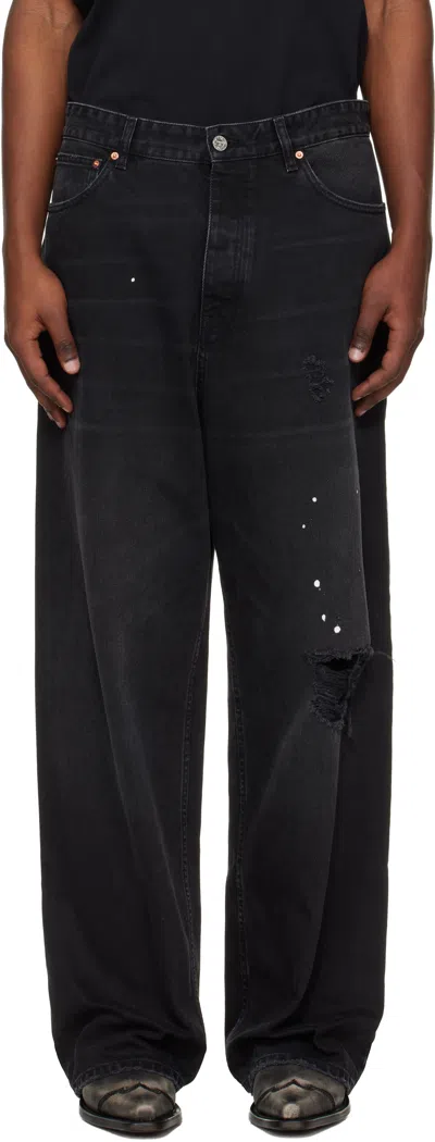 Vetements Black Ripped Jeans In Blue