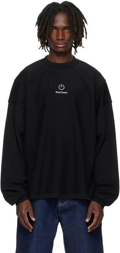 Vetements Black 'shut Down' Embroidered Longsleeve Sweatshirt