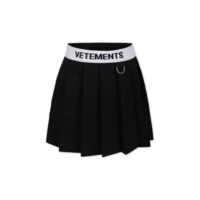 Vetements Kids' Black Skirt For Girl With Logo