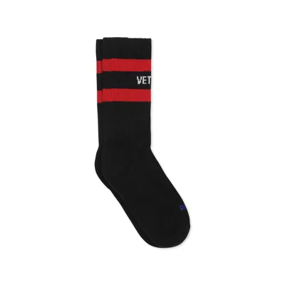Vetements Black Socks For Kids With White Logo