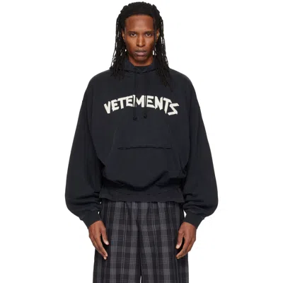 Vetements Black Tape Logo Destroyed Hoodie In Multi