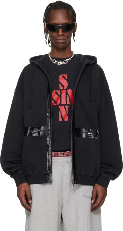 Vetements Taped Zip-up Hoodie In Black