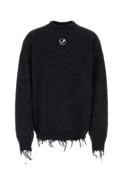 VETEMENTS BLACK TWO-TONE WOOL OVERSIZE SWEATER