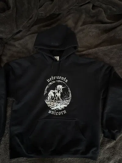 Pre-owned Vetements Black Unicorn Print Hoodie