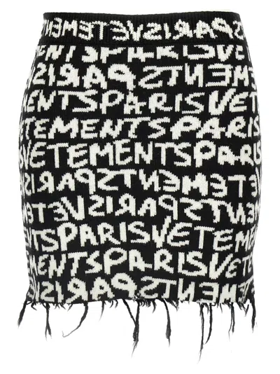 VETEMENTS BLACK VETEMENTS PARIS MONOGRAM MINI SKIRT