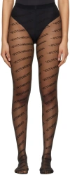 Vetements Black Wolford Edition Monogram Logo Tights In Black