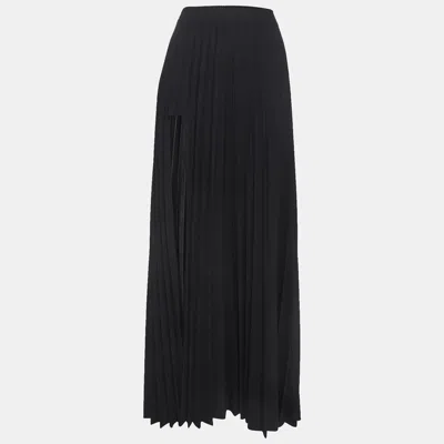 Pre-owned Vetements Black Wool Blend High Slit Plisse Maxi Skirt M