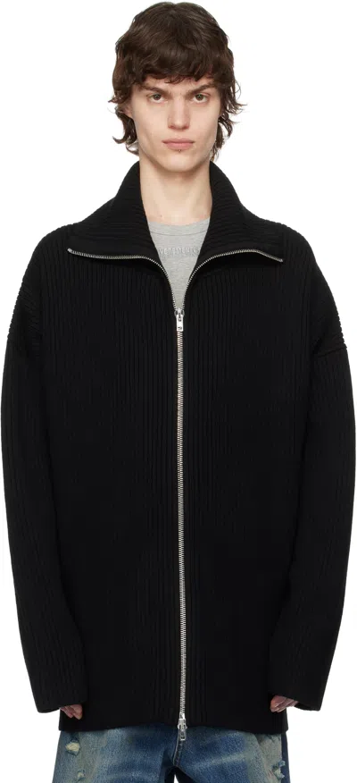 VETEMENTS BLACK ZIP-UP SWEATER