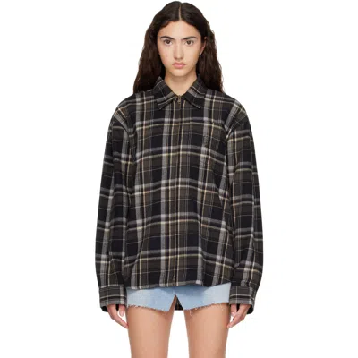 Vetements Black Zip-up Biker Cross Logo Shirt