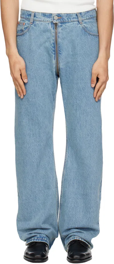 Vetements Blue Allover Zip O-leg Jeans