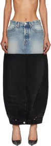 Vetements Blue & Black Double Denim Maxi Skirt In Multi