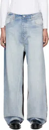 Vetements Blue & Black Runway Denim Jeans In Light Blue/black