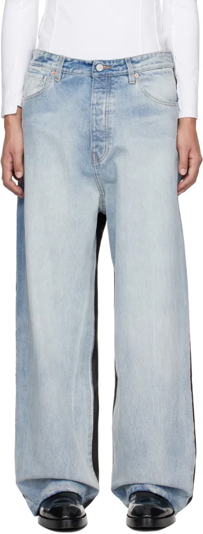 Vetements Blue & Black Runway Denim Jeans In Light Blue/black