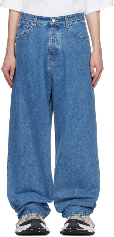 Vetements Blue Baggy Jeans In Mid Blue