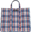 Vetements Blue Barbes Shopper Tote In Blue Check