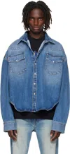 Vetements Blue Boxy Cropped Denim Shirt In Blue