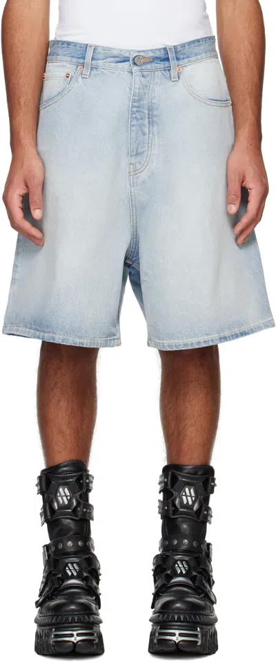 Vetements Blue Button-fly Denim Shorts In Light Blue