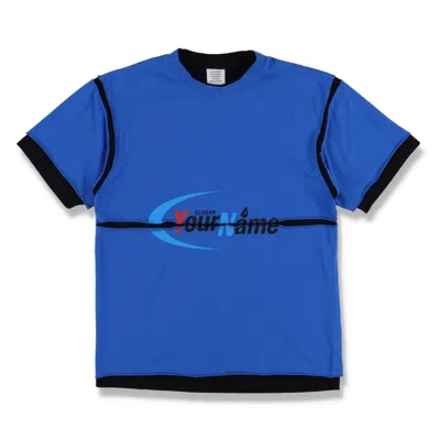 Pre-owned Vetements Blue Company Slogan Logo Patchwork T-shirt
