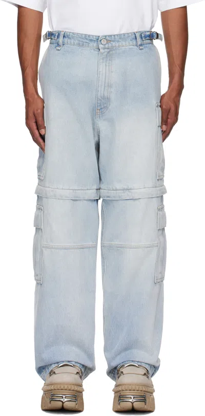 Vetements Blue Convertible Denim Cargo Pants In Light Blue