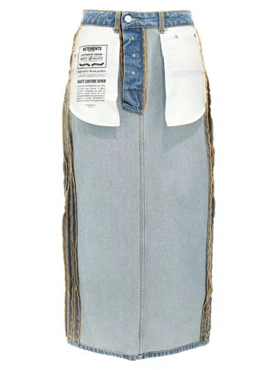 Vetements Blue Cotton Mini Women's Skirt