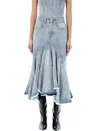 Vetements Blue Flared Denim Midi Skirt In Blue