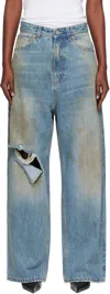 Vetements Blue Distressed Baggy Jeans In Blue