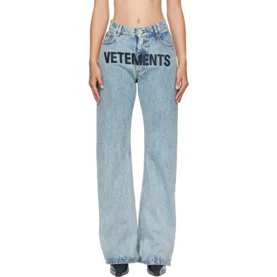 Vetements Blue Embroidered Logo O-leg Jeans