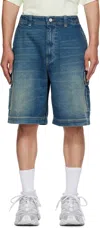 Vetements Blue Hip-hop Denim Cargo Shorts In Blue